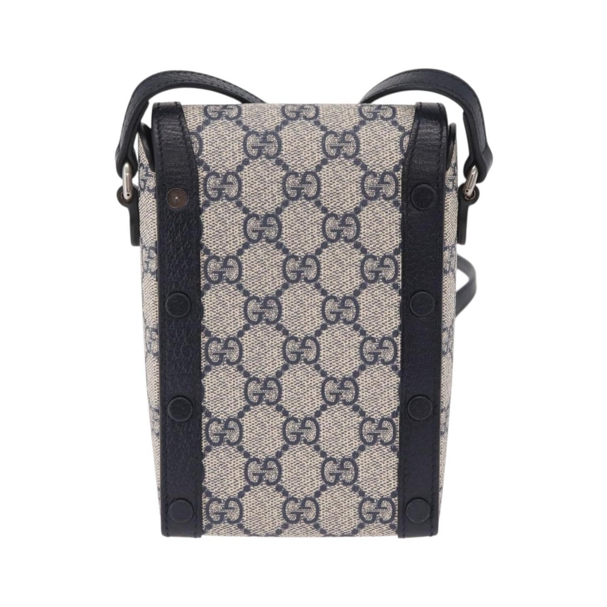 Gucci Horsebit 1955 GG Coated Canvas with Leather, Navy, Canvas, Crossbody Bag
