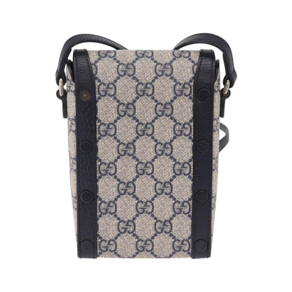Gucci Horsebit 1955 GG Coated Canvas with Leather, Navy, Canvas, Crossbody Bag
