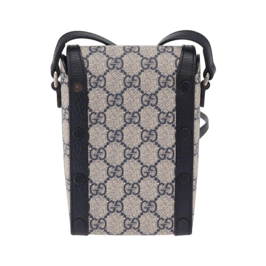 Gucci Horsebit 1955 GG Coated Canvas with Leather, Navy, Canvas, Crossbody Bag
