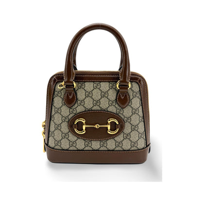 Gucci Horsebit 1955 Top Handle GG Coated Canvas with Leather, Brown, Canvas, Handbag