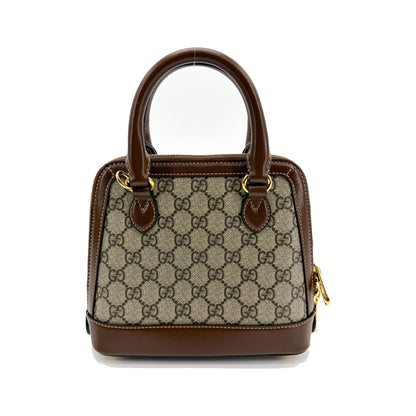 Gucci Horsebit 1955 Top Handle GG Coated Canvas with Leather, Brown, Canvas, Handbag
