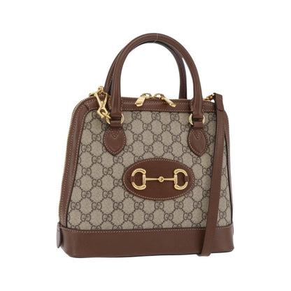 Gucci Horsebit 1955 Top Handle GG Coated Canvas with Leather, Beige, Canvas, Handbag