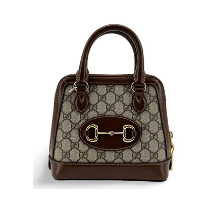 Gucci Horsebit 1955 Top Handle GG Coated Canvas with Leather, Brown, Canvas, Handbag
