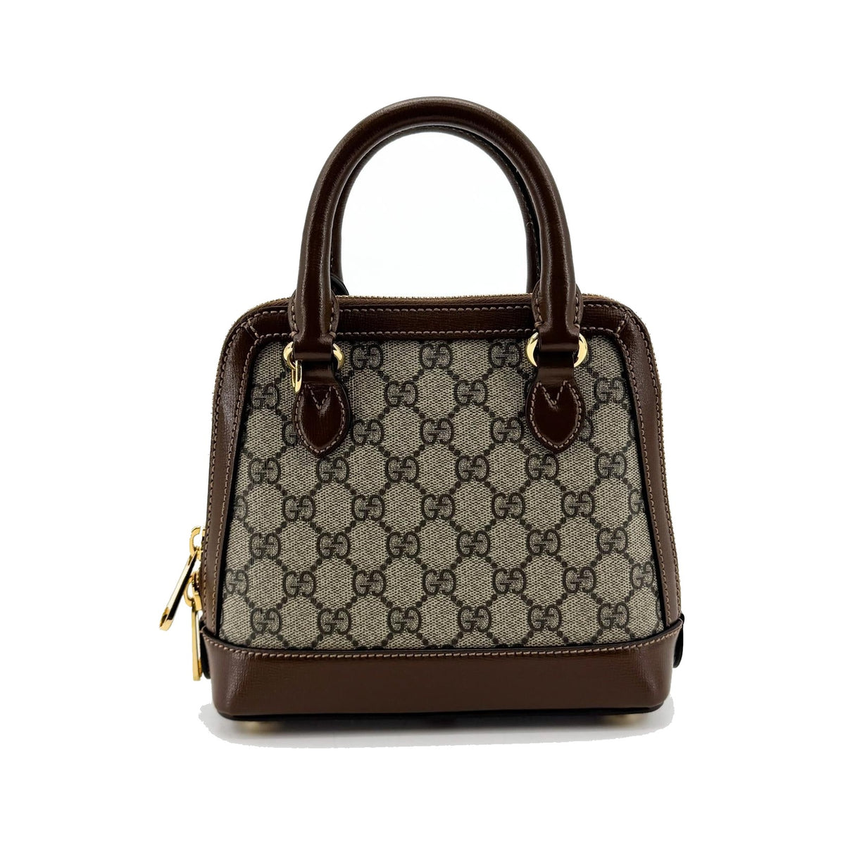 Gucci Horsebit 1955 Top Handle GG Coated Canvas with Leather, Brown, Canvas, Handbag