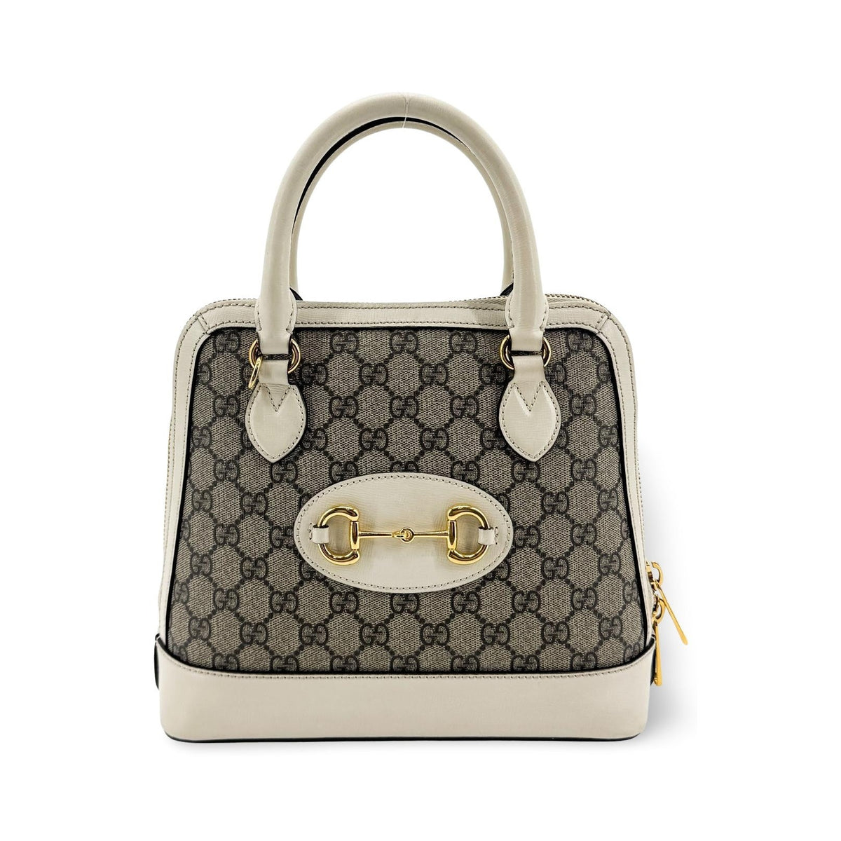 Gucci Horsebit 1955 Top Handle GG Coated Canvas with Leather, Beige, Canvas, Handbag