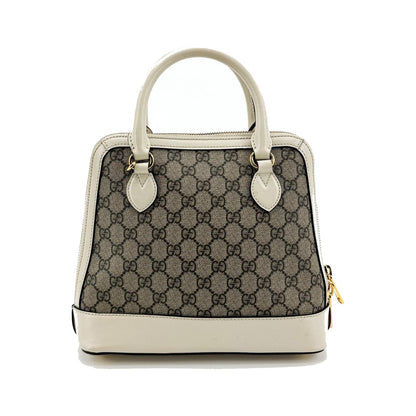 Gucci Horsebit 1955 Top Handle GG Coated Canvas with Leather, White, Canvas, Handbag