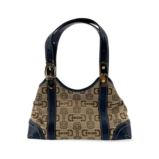 Gucci Horsebit GG Canvas and Leather, Beige, Canvas, Shoulder Bag