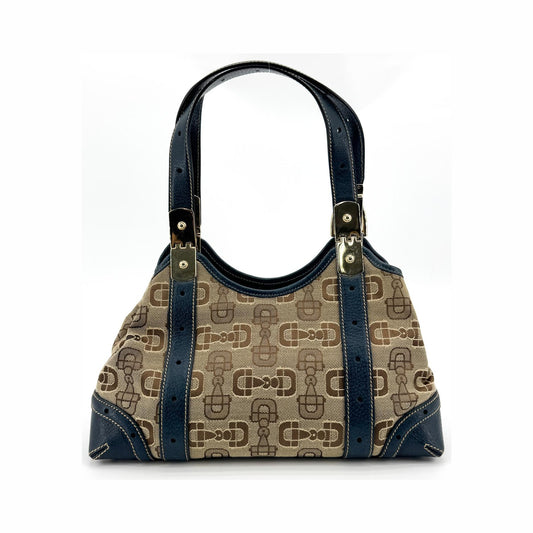 Gucci Horsebit GG Canvas and Leather, Beige, Canvas, Shoulder Bag