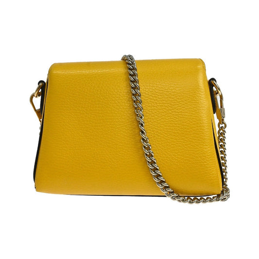 Gucci Interlocking Chain Leather, Yellow, Leather, Shoulder Bag