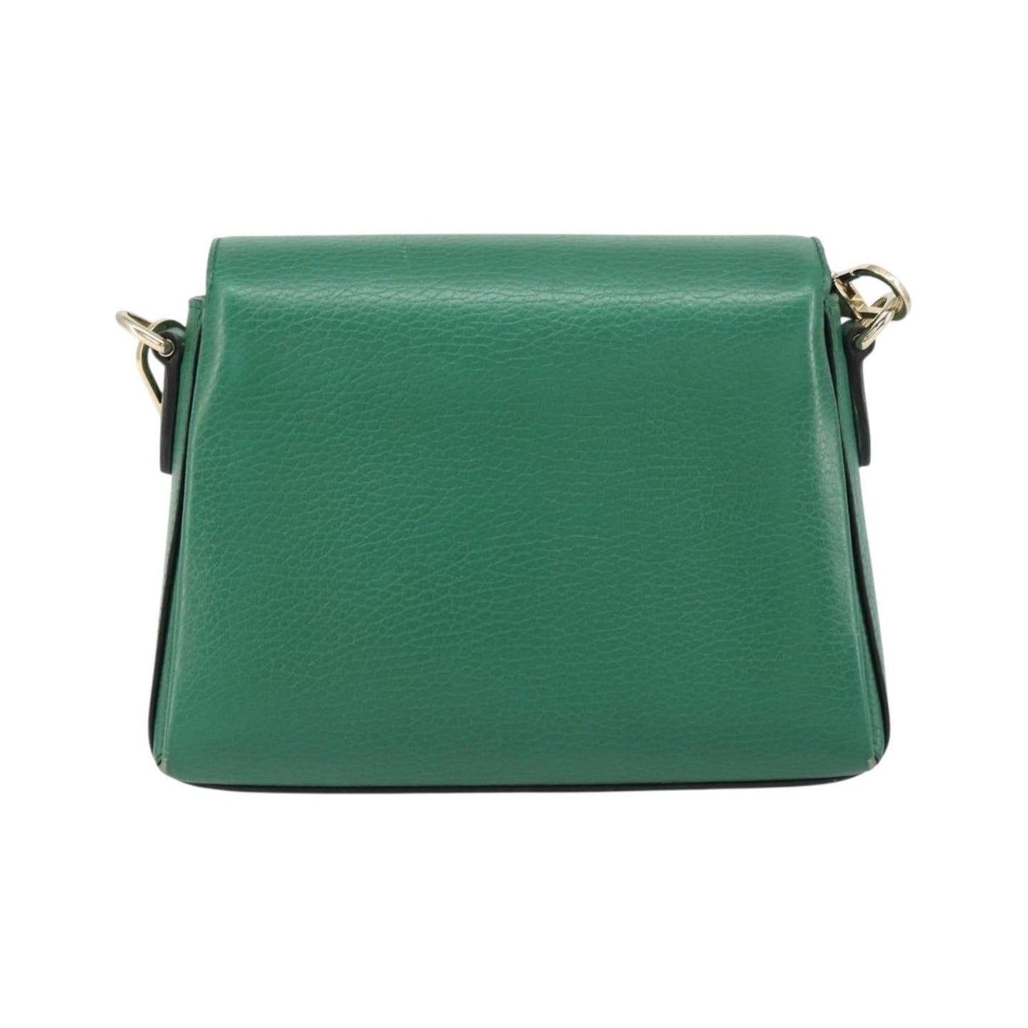 Gucci Interlocking Chain Leather, Green, Leather, Shoulder Bag
