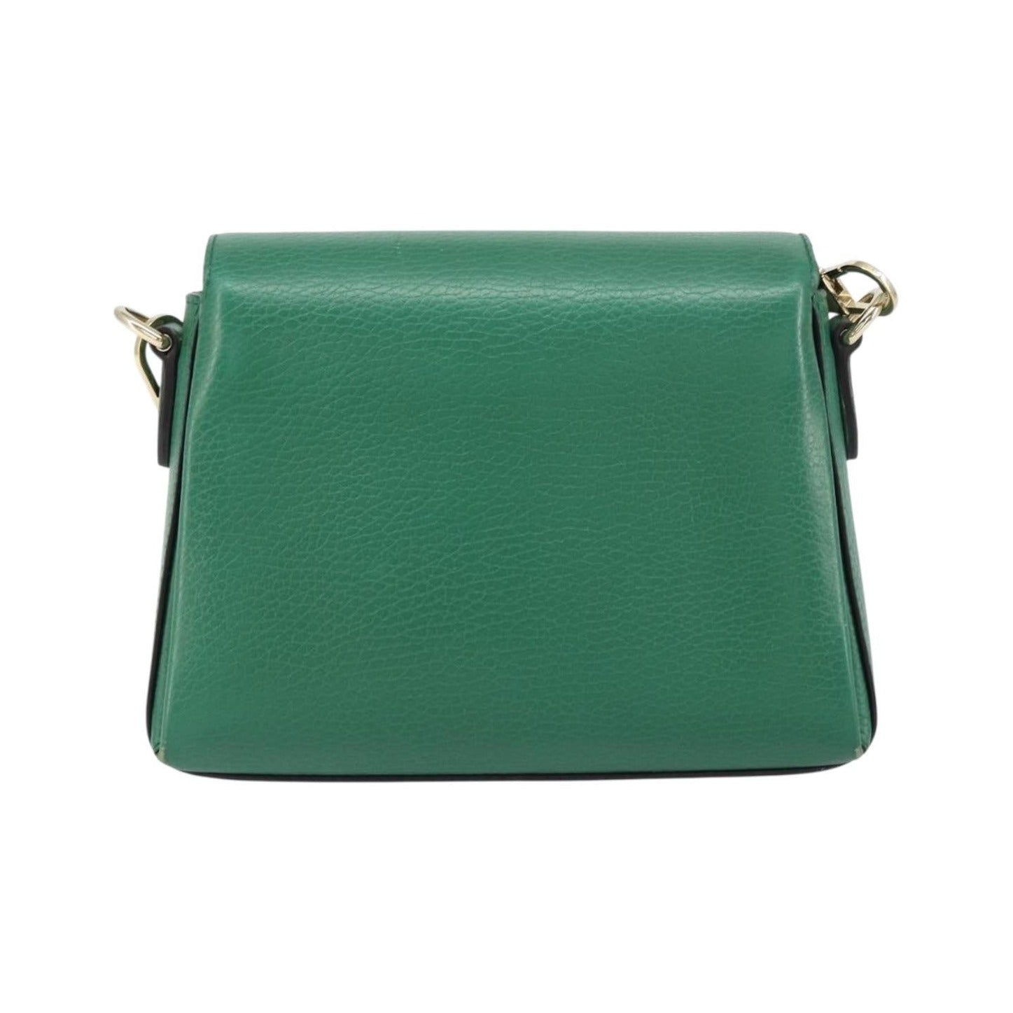 Gucci Interlocking Chain Leather, Green, Leather, Shoulder Bag