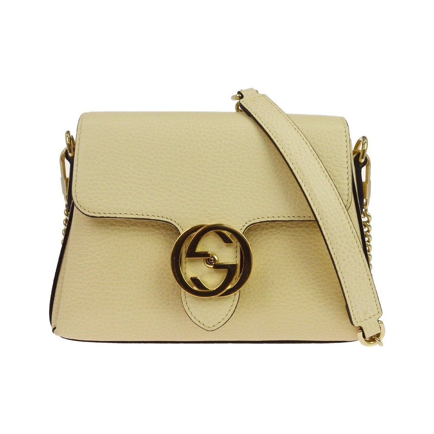 Gucci Interlocking Chain Leather, Neutral, Leather, Shoulder Bag