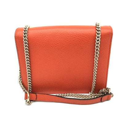 Gucci Interlocking Chain Leather, Orange, Leather, Crossbody Bag