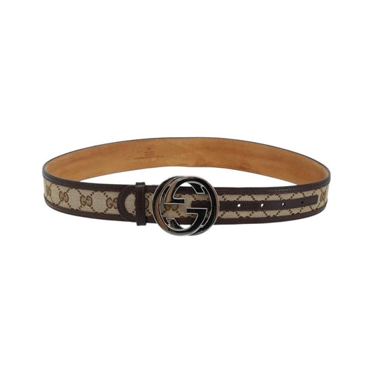 Gucci Interlocking G Belt GG Canvas, Beige, Canvas, Belt