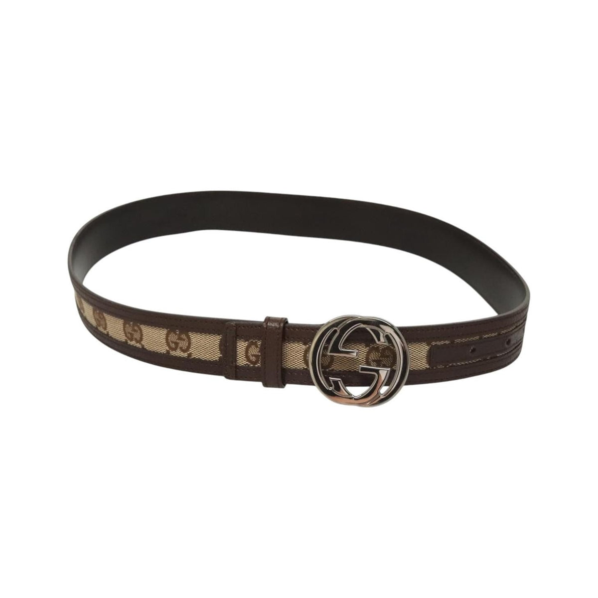 Gucci Interlocking G Belt GG Canvas, Beige, Canvas, Belt