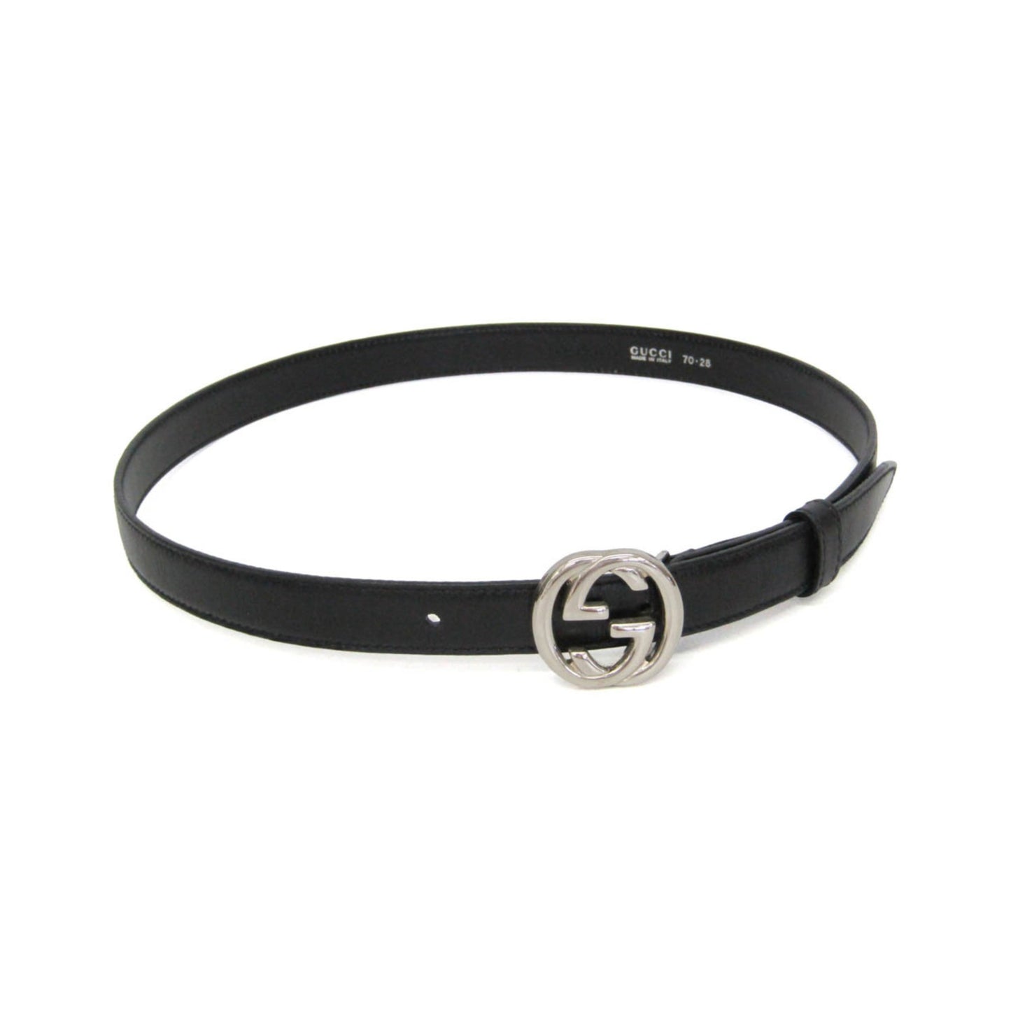 Gucci Interlocking G Belt (Outlet) Leather, Black, Leather, Belt