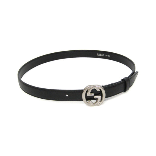 Gucci Interlocking G Belt (Outlet) Leather, Black, Leather, Belt