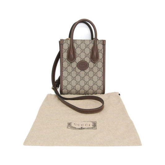 Gucci Interlocking G Patch GG Coated Canvas, Beige, Canvas, Tote Bag