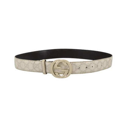 Gucci Interlocking G Reversible Belt Guccissima Leather, White, Leather, Belt