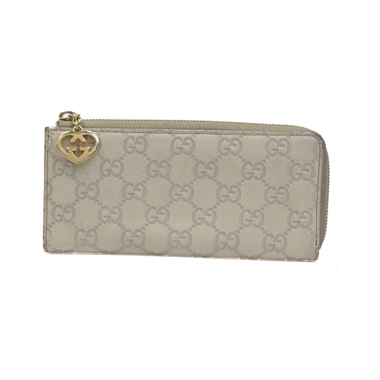 Gucci Interlocking G Zip Around Wallet (Outlet) Leather, Beige, Leather, Wallet