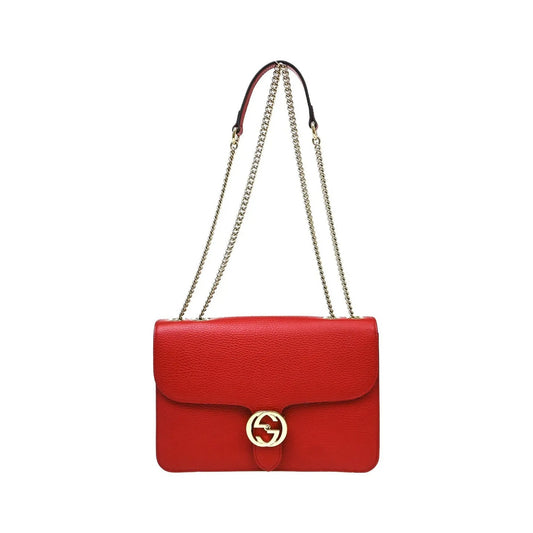Gucci Interlocking Leather, Red, Leather, Shoulder Bag