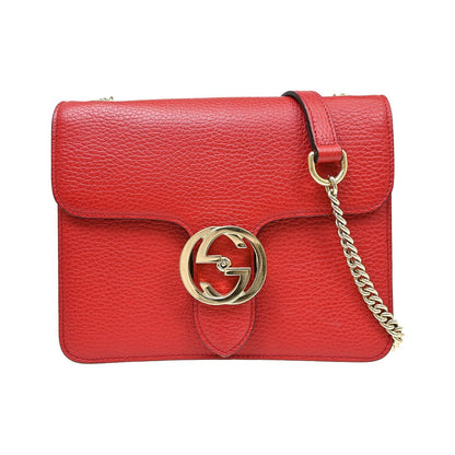 Gucci Interlocking Leather, Red, Leather, Shoulder Bag