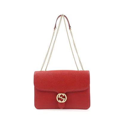 Gucci Interlocking Leather, Red, Leather, Shoulder Bag