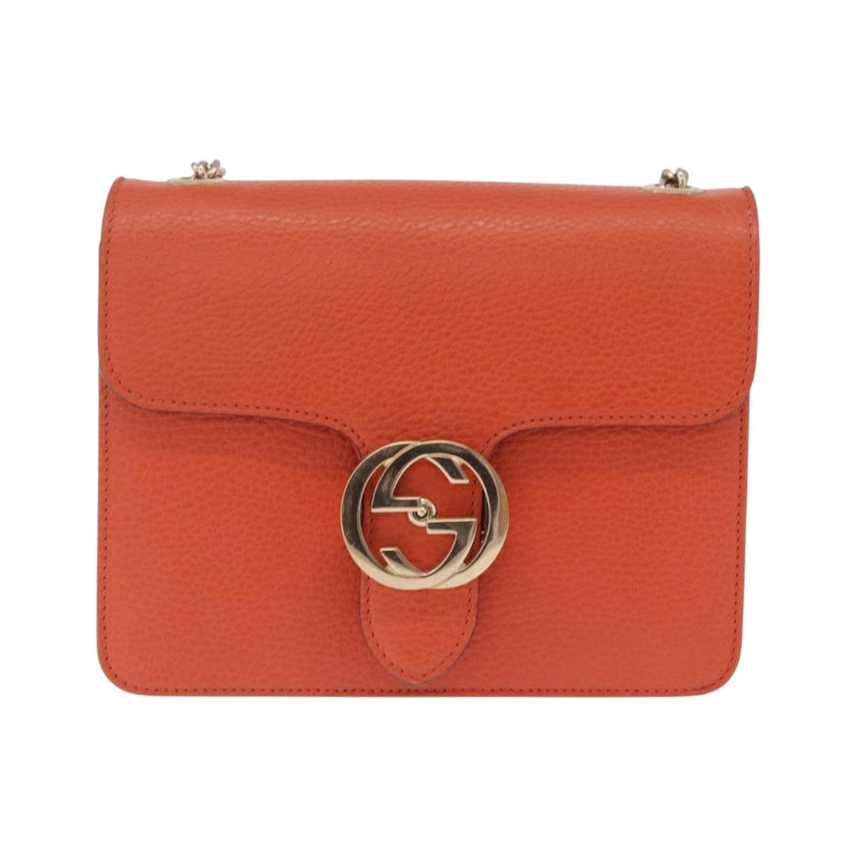 Gucci Interlocking Leather, Orange, Leather, Shoulder Bag
