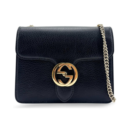 Gucci Interlocking Patent, Black, Leather, Shoulder Bag