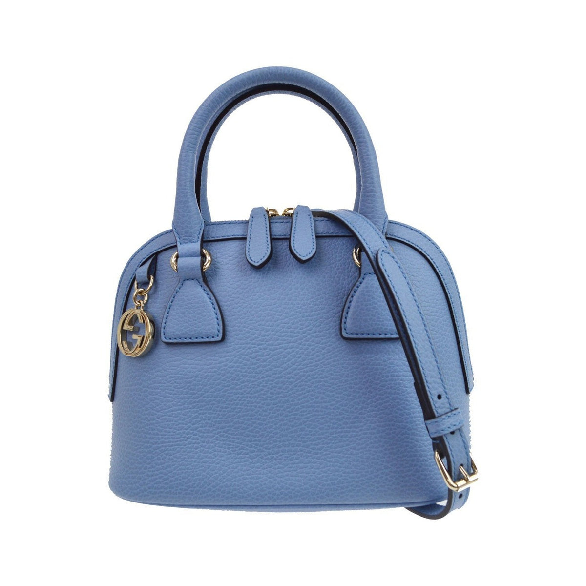 Gucci Interlocking Top Handle Leather, Blue, Leather, Handbag