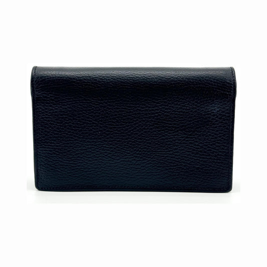 Gucci Interlocking Wallet on Chain Leather, Black, Leather, Shoulder Bag
