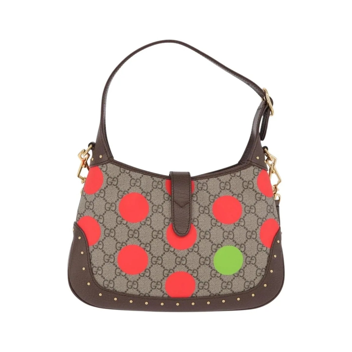 Gucci Jackie 1961 Hobo Studded Printed GG Coated Canvas, Beige, Canvas, Handbag