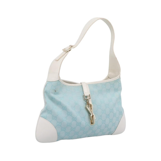 Gucci Jackie O Hobo GG Canvas with Leather, Blue, Canvas, Shoulder Bag