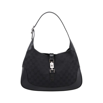 Gucci Jackie O Hobo GG Canvas with Leather, Black, Canvas, Shoulder Bag
