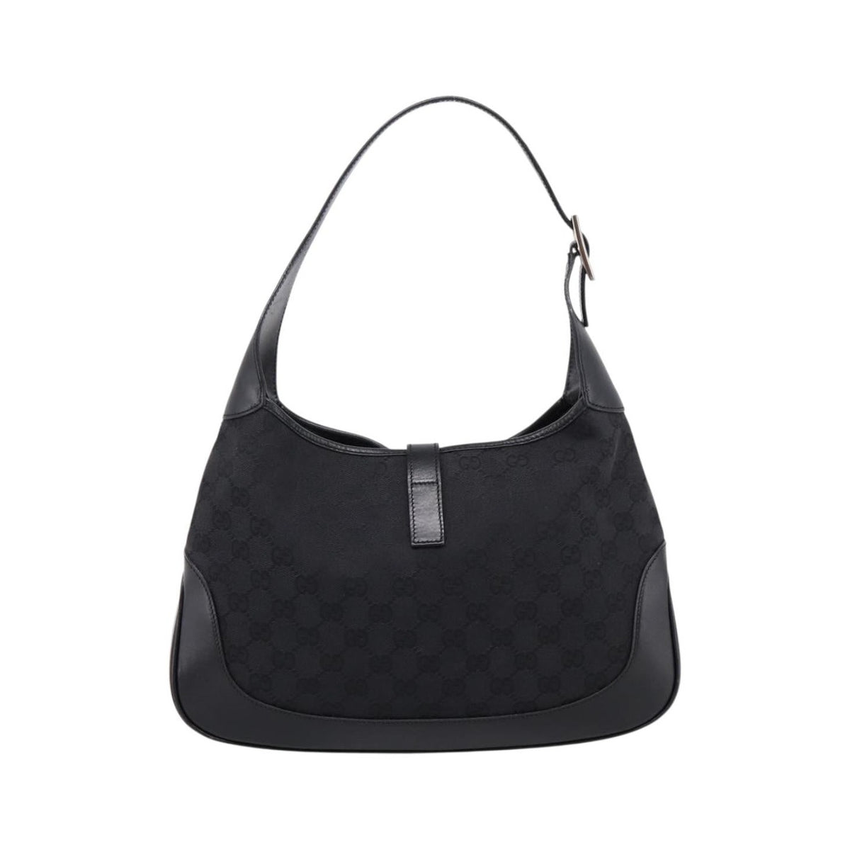 Gucci Jackie O Hobo GG Canvas with Leather, Black, Canvas, Shoulder Bag
