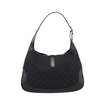 Gucci Jackie O Hobo GG Canvas with Leather, Black, Canvas, Shoulder Bag