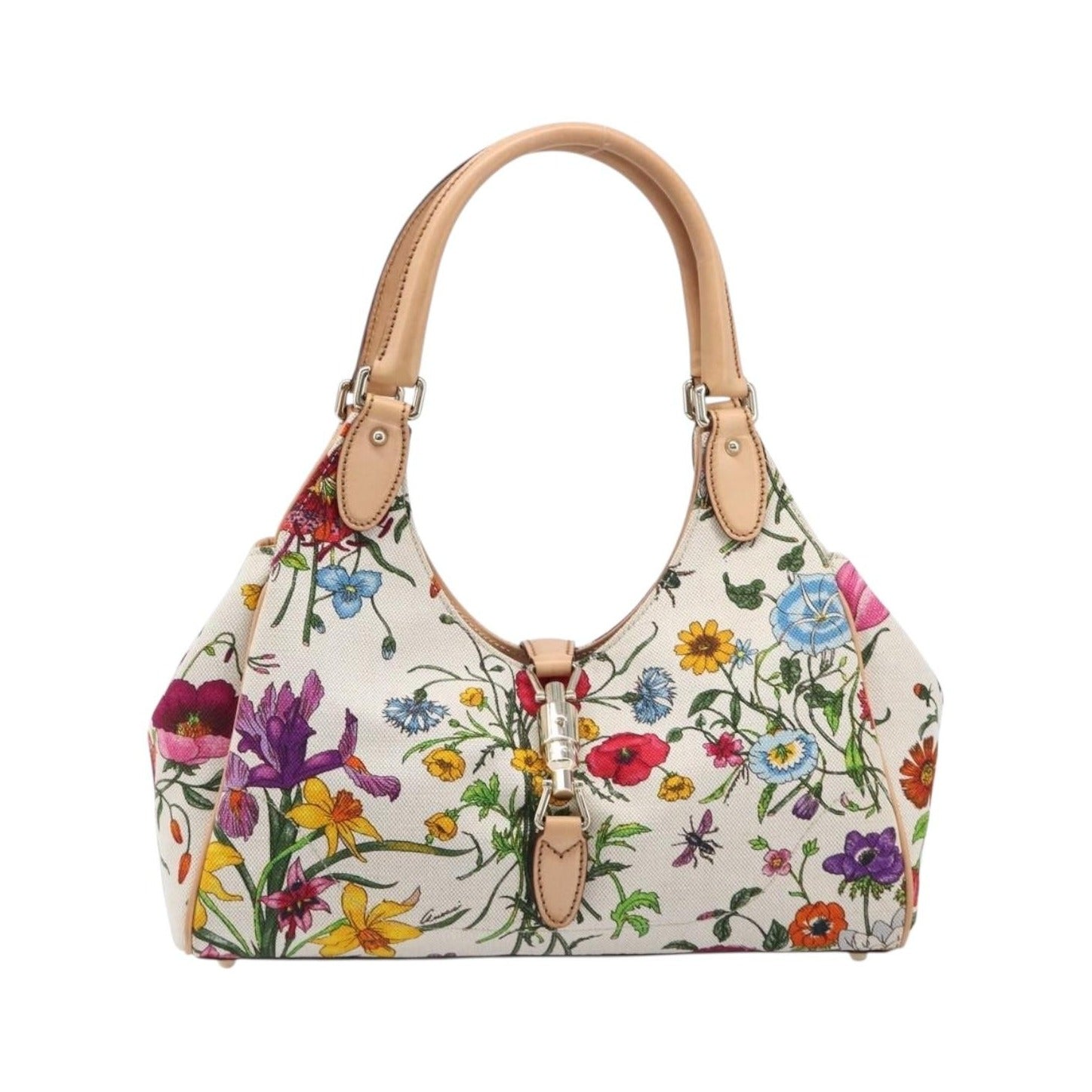 Gucci Joy Bardot Hobo Flora Canvas, Multicolour, Canvas, Handbag