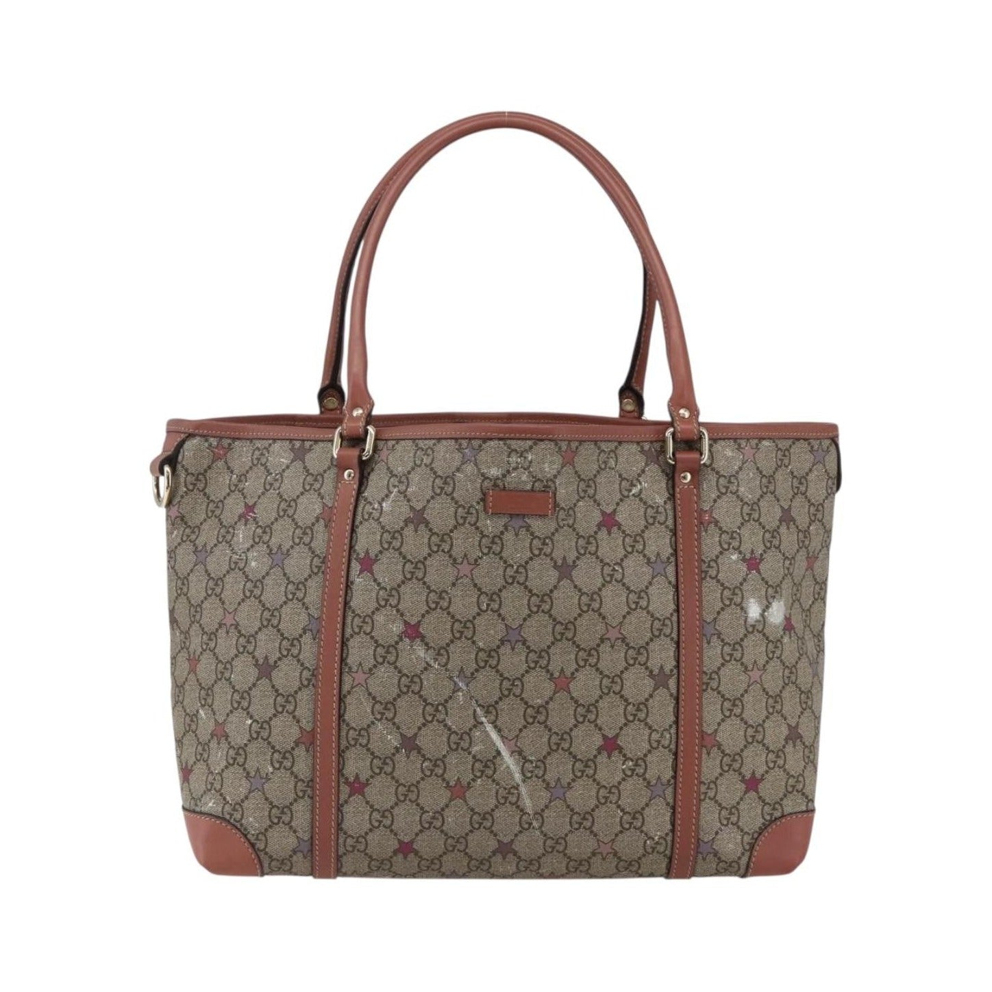Gucci Joy Plus Tote GG Coated Canvas with Leather, Beige, Canvas, Tote Bag