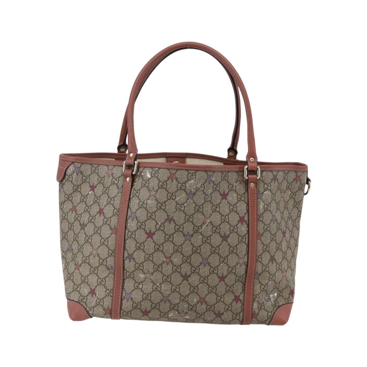 Gucci Joy Plus Tote GG Coated Canvas with Leather, Beige, Canvas, Tote Bag