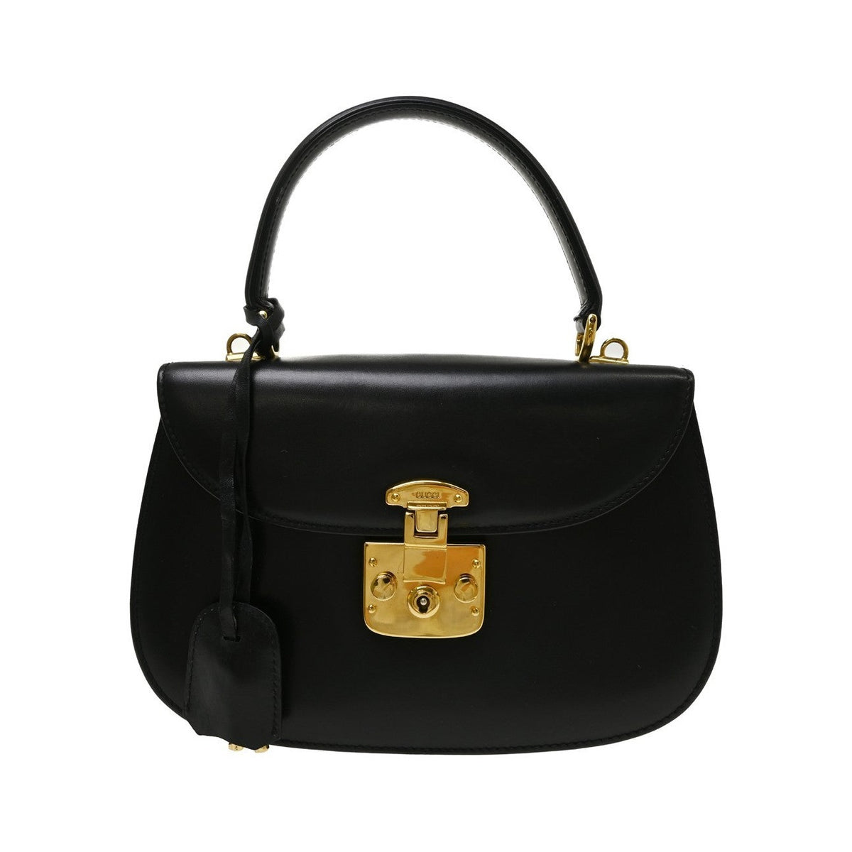 Gucci Lady Lock Satchel Leather, Black, Leather, Handbag