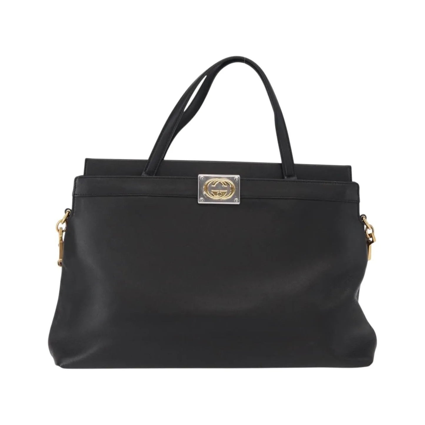 Gucci Linea Matisse Interlocking G Top Handle Tote Leather, Black, Leather, Shoulder Bag