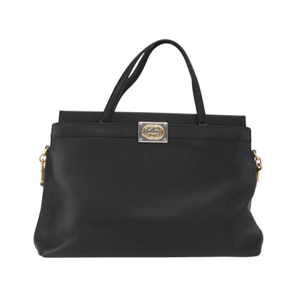 Gucci Linea Matisse Interlocking G Top Handle Tote Leather, Black, Leather, Shoulder Bag