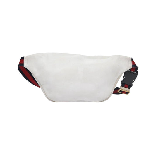Gucci Logo Belt Leather with Enamel Buckle, White, Leather, Belt