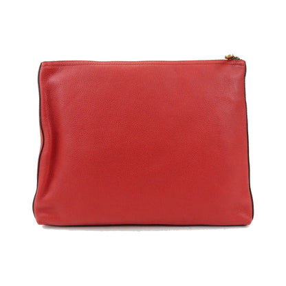 Gucci Logo Portfolio Printed Leather, Red, Leather, Clutch