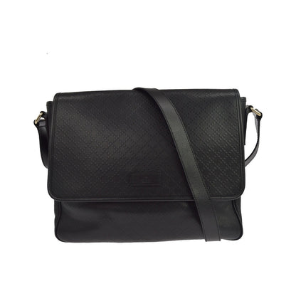 Gucci Lux Flap Messenger Diamante Leather, Black, Leather, Shoulder Bag
