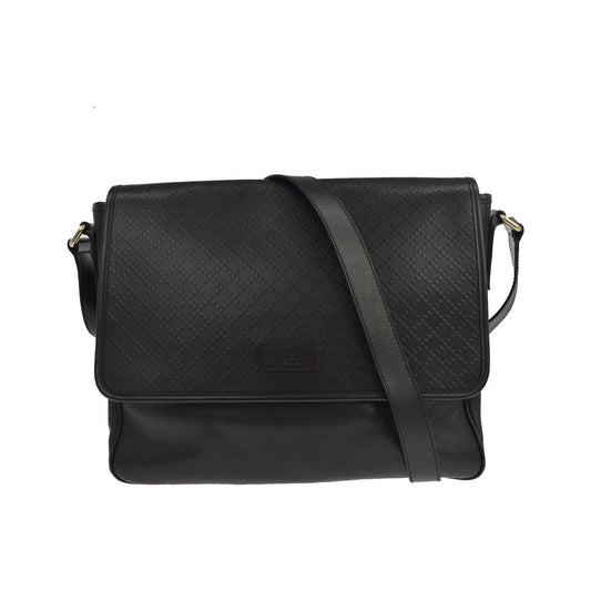 Gucci Lux Flap Messenger Diamante Leather, Black, Leather, Shoulder Bag
