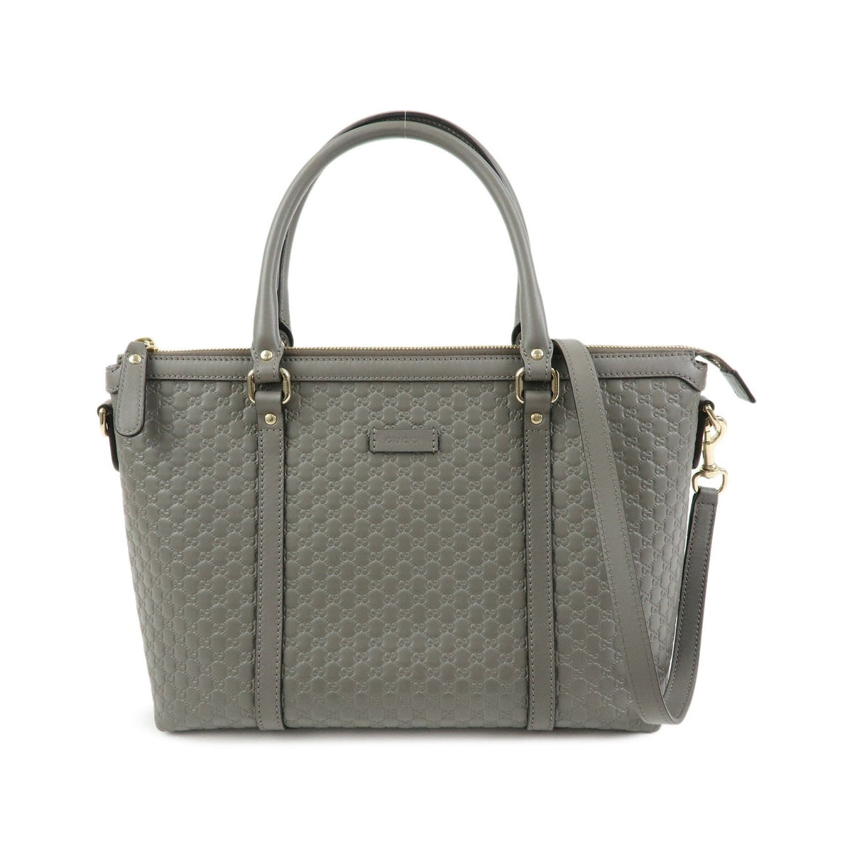 Gucci Margaux Microguccissima Leather, Gray, Leather, Tote Bag