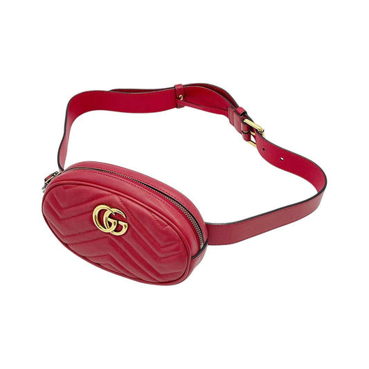Gucci Marmont Bag Gucci Belt Quilted, Red, Leather, Clutch