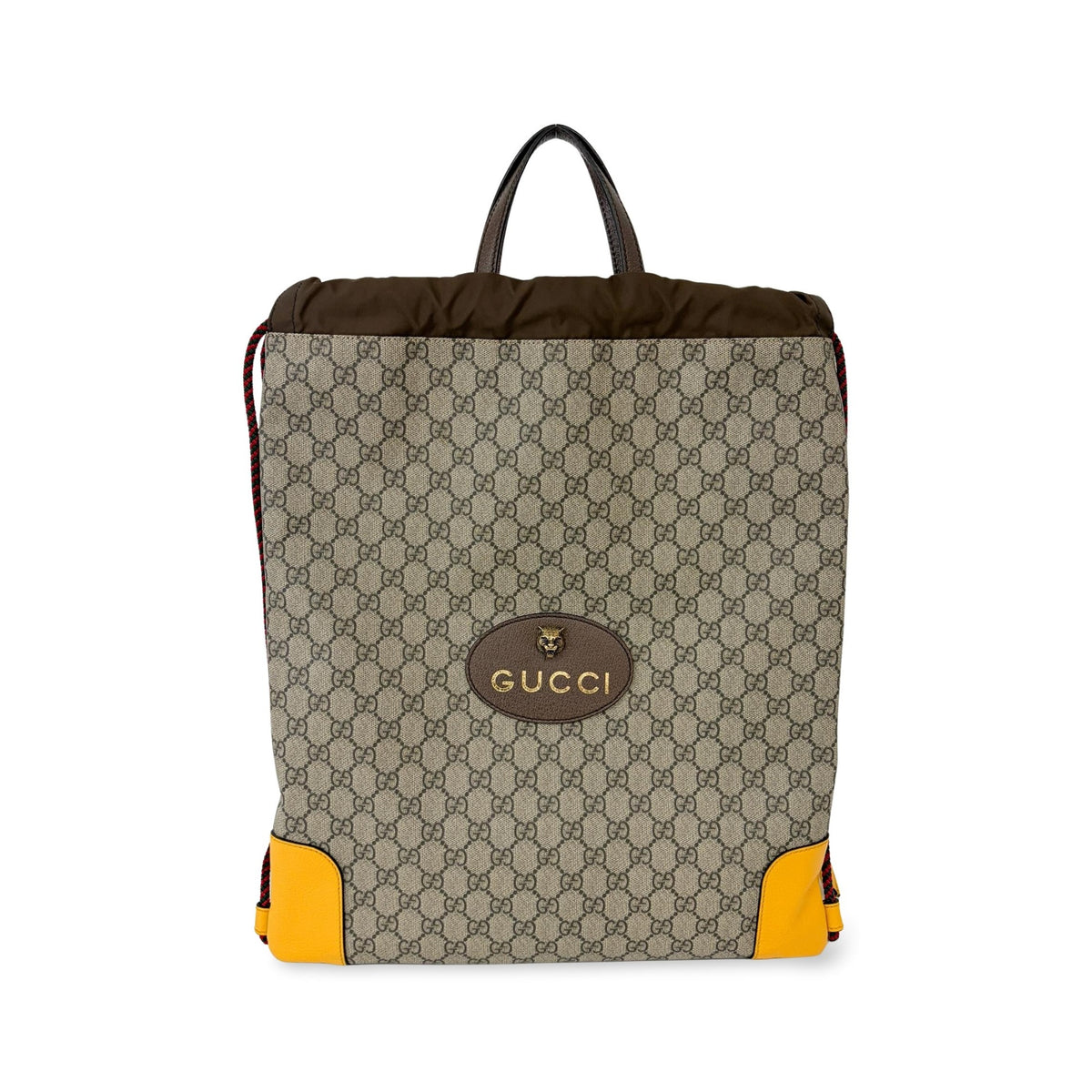 Gucci Neo Vintage Drawstring GG Coated Canvas, Beige, Canvas, Backpack