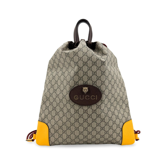 Gucci Neo Vintage Drawstring GG Coated Canvas, Beige, Canvas, Backpack